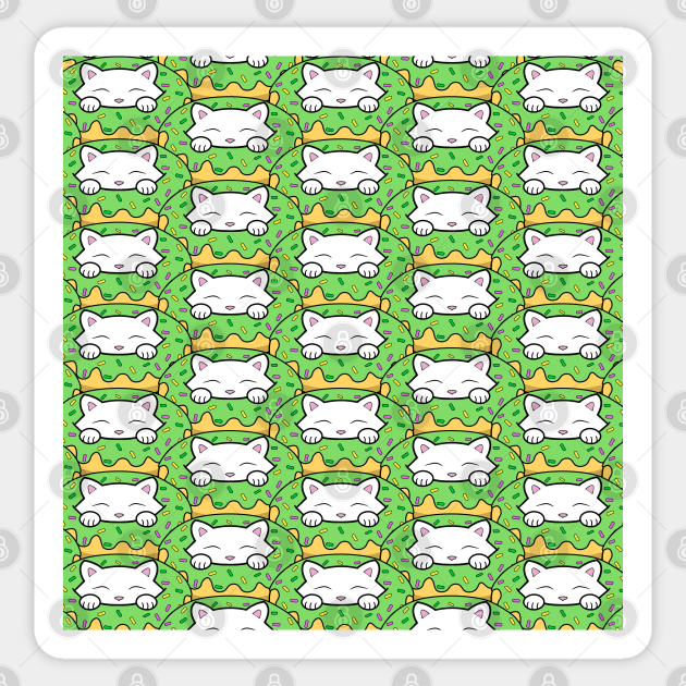 Cats eating green donuts Sticker by Purrfect